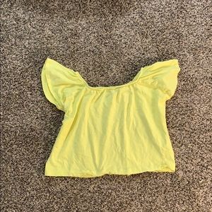 Yellow off the shoulder shirt a little bit cropped